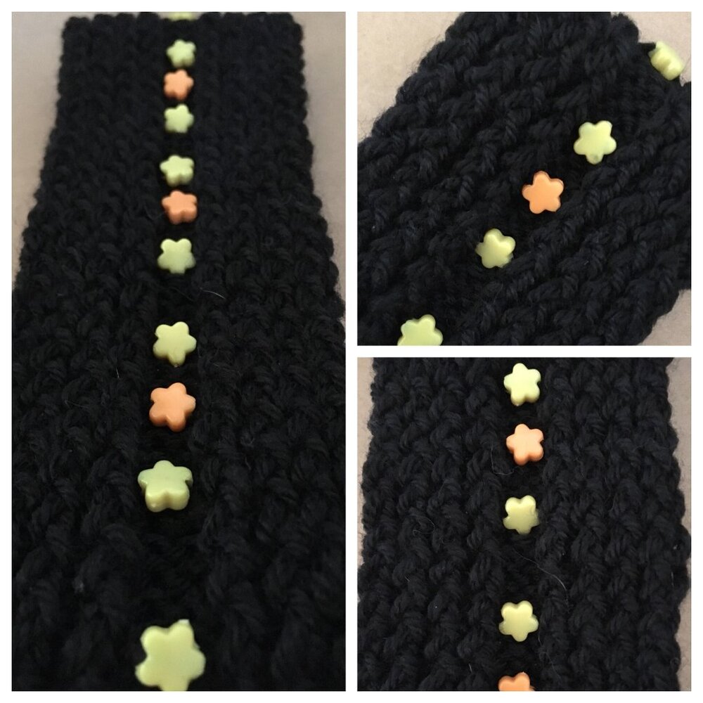 Unique stretchy headband, Ear warmer with beads